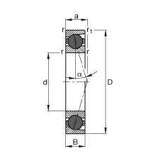 主軸軸承 HCB7021-C-T-P4S, 調節，成對或單元安裝，接觸角 α = 15°，陶瓷球，限制公差