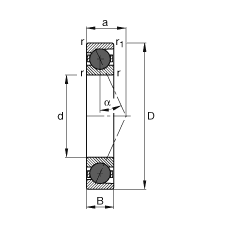 主軸軸承 HCB7002-E-T-P4S, 調節，成對或單元安裝，接觸角 α = 25°，陶瓷球，限制公差