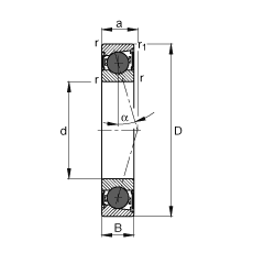 主軸軸承 HCB71920-C-2RSD-T-P4S, 調節，成對或單元安裝，接觸角 α = 15°，陶瓷球，兩側唇密封，非接觸，限制公差