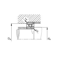 主軸軸承 HS7004-E-T-P4S, 調節，成對或單元安裝，接觸角 α = 25°，限制公差