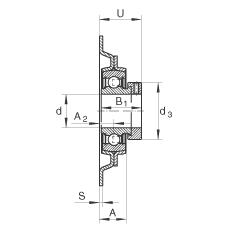 吊裝式軸承座單元 MSTU30, 鋼板軸承座，帶偏心鎖圈的外球面球軸承，P型密封，帶再潤滑結(jié)構(gòu)