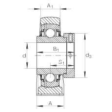 直立式軸承座單元 LASE30-N, 鑄鐵軸承座，帶偏心鎖圈的外球面球軸承，L 型密封